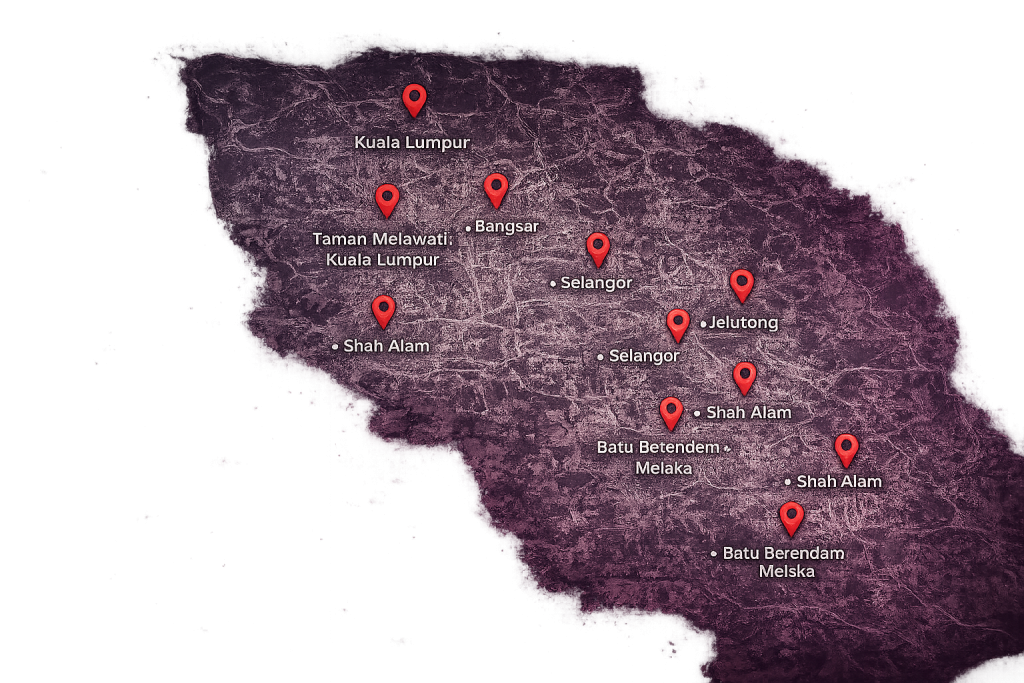 MyRide branches on Kuala Lumpur map